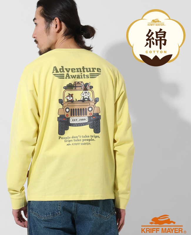 クリフメイヤー KRIFF MAYER メンズ ユニセックス Tシャツ 綿100 コットン カジュアル アメカジ クリフ ラビット ロンT 車 | KRIFF MAYER | 03