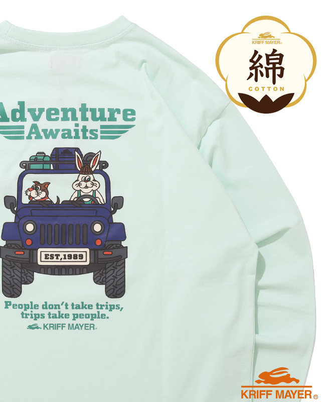 クリフメイヤー KRIFF MAYER メンズ ユニセックス Tシャツ 綿100 コットン カジュアル アメカジ クリフ ラビット ロンT 車 | KRIFF MAYER | 04