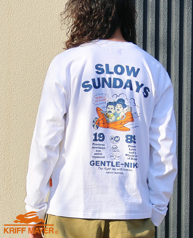 クリフメイヤー KRIFF MAYER メンズ ユニセックス 長袖 Tシャツ バックプリント シンプル カジュアル 綿100 コットン 春 夏 ジェントルニキ ロンT 飛行機 | KRIFF MAYER | 01