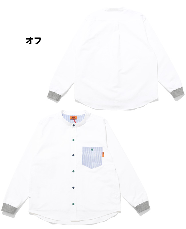 クリフメイヤー KRIFF MAYER メンズ ユニセックス 長袖 ノーカラー クレイジー配色 ストライプ おしゃれ カジュアル 春 秋 バンドカラー袖リブハッピーシャツ | KRIFF MAYER | 01