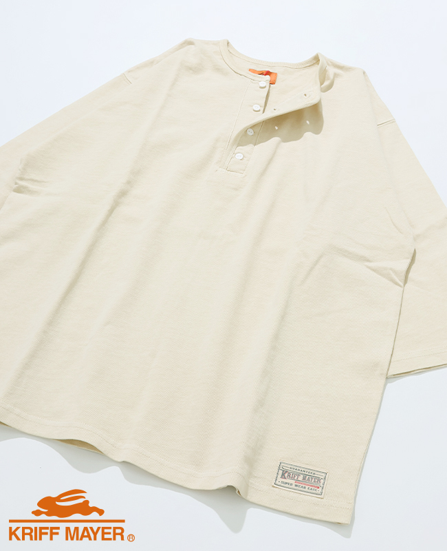 クリフメイヤー KRIFF MAYER メンズ ユニセックス ヘンリーネック 無地 ヴィンテージライク ピグメント 綿100 春 夏 秋 ピグメント 七分袖 ヘンリー Tシャツ | KRIFF MAYER | 02