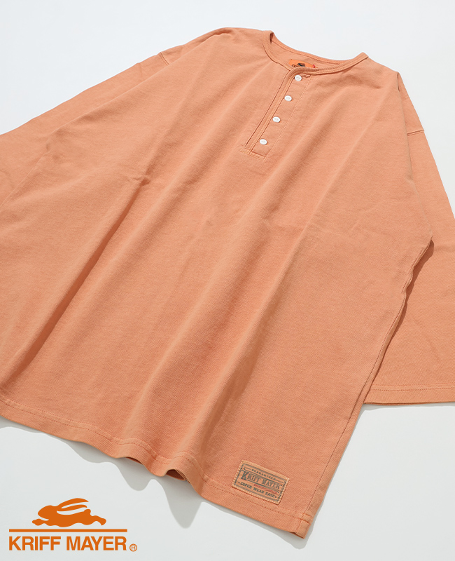 クリフメイヤー KRIFF MAYER メンズ ユニセックス ヘンリーネック 無地 ヴィンテージライク ピグメント 綿100 春 夏 秋 ピグメント 七分袖 ヘンリー Tシャツ | KRIFF MAYER | 03