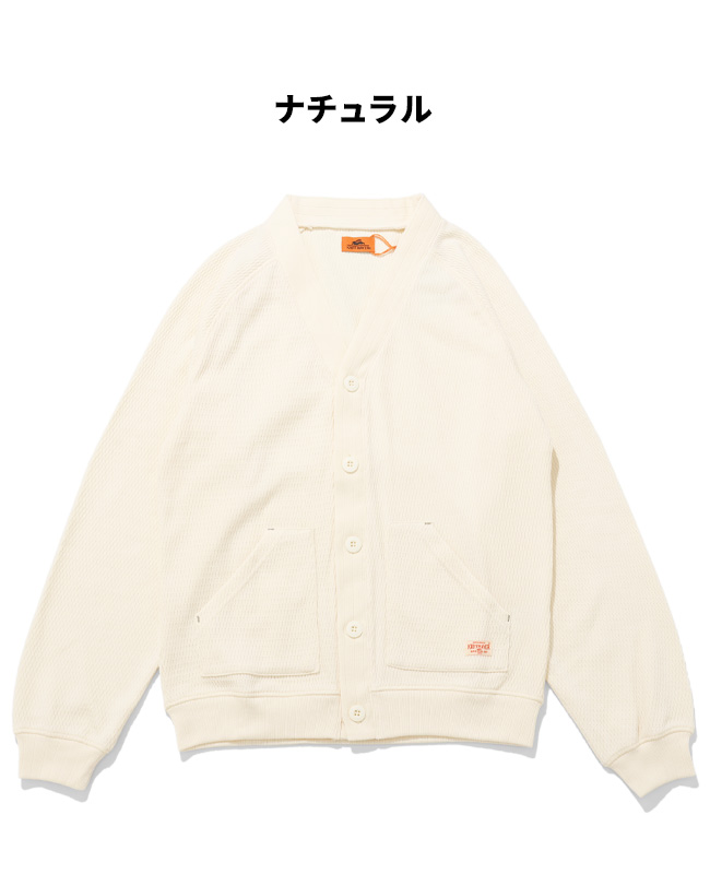 クリフメイヤー KRIFF MAYER メンズ ユニセックス カーディガン 長袖 羽織り Vネック ワンポイント 無地 カジュアル アメカジ 春 秋 ハニカムワッフルVカーデ | KRIFF MAYER | 01