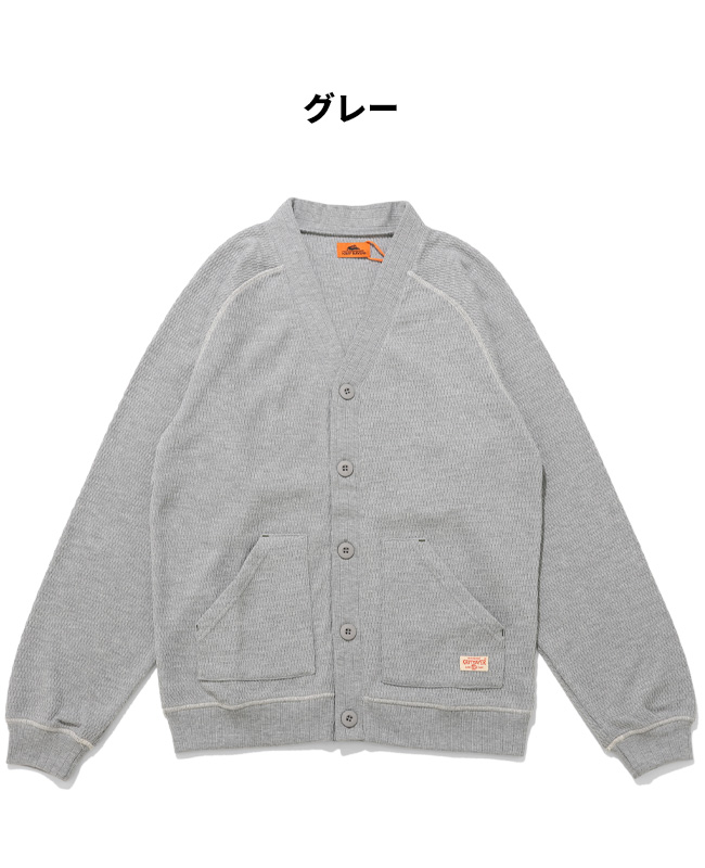 クリフメイヤー KRIFF MAYER メンズ ユニセックス カーディガン 長袖 羽織り Vネック ワンポイント 無地 カジュアル アメカジ 春 秋 ハニカムワッフルVカーデ | KRIFF MAYER | 02