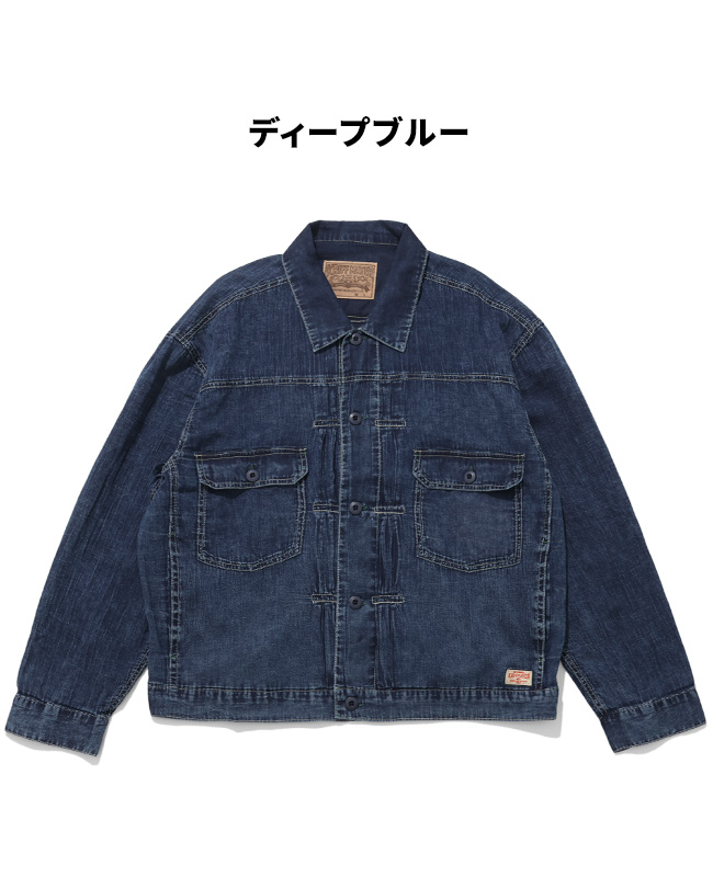 クリフメイヤー KRIFF MAYER メンズ ユニセックス アウター トラッカージャケット Gジャン 2oz 超軽量 無地 ヴィンテージ風 春 夏 エアーライトデニムジャケット | KRIFF MAYER | 01