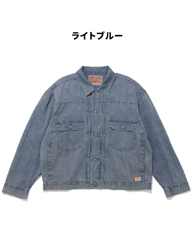 クリフメイヤー KRIFF MAYER メンズ ユニセックス アウター トラッカージャケット Gジャン 2oz 超軽量 無地 ヴィンテージ風 春 夏 エアーライトデニムジャケット | KRIFF MAYER | 02