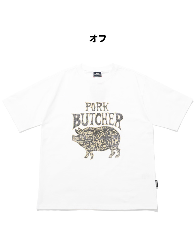 クリフメイヤー KRIFF MAYER メンズ ユニセックス Tシャツ ロゴ 豚 綿 コットン100 クルーネック バックプリント アメカジ 夏 プリント半袖T ポーク | KRIFF MAYER | 01