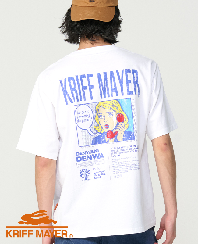 クリフメイヤー KRIFF MAYER メンズ ユニセックス バックプリント ロゴ アート 綿100 コットン アウトドア 夏 ダジャレ 半袖 Tシャツ デンワニデンワ | KRIFF MAYER Lady's Collection | 01