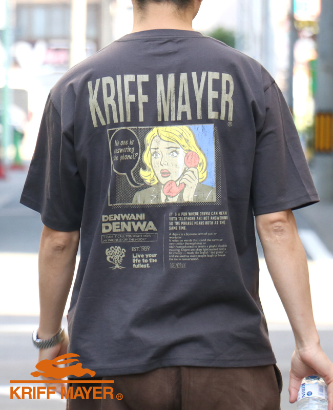 クリフメイヤー KRIFF MAYER メンズ ユニセックス バックプリント ロゴ アート 綿100 コットン アウトドア 夏 ダジャレ 半袖 Tシャツ デンワニデンワ | KRIFF MAYER Lady's Collection | 02