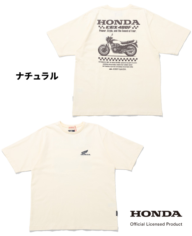 クリフメイヤー KRIFF MAYER メンズ ユニセックス ホンダ バイク オートバイ 半袖 Tシャツ ピグメント染め バックプリント アメカジ HONDAコラボT CBX400F | KRIFF MAYER | 01