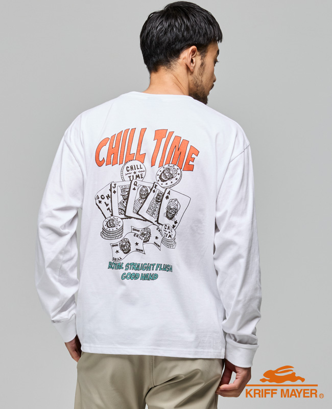 クリフメイヤー KRIFF MAYER メンズ ユニセックス 長袖 Tシャツ レディース バックプリント 綿100 カジュアル 春 秋 チルタイム ロンT ポーカー | KRIFF MAYER | 01