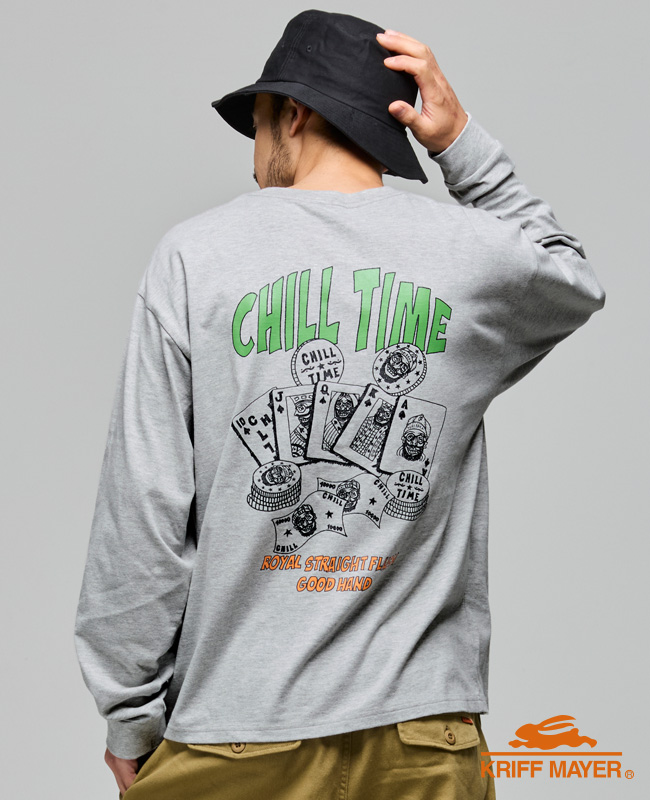 クリフメイヤー KRIFF MAYER メンズ ユニセックス 長袖 Tシャツ レディース バックプリント 綿100 カジュアル 春 秋 チルタイム ロンT ポーカー | KRIFF MAYER | 02