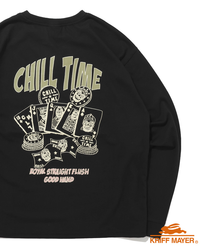 クリフメイヤー KRIFF MAYER メンズ ユニセックス 長袖 Tシャツ レディース バックプリント 綿100 カジュアル 春 秋 チルタイム ロンT ポーカー | KRIFF MAYER | 03