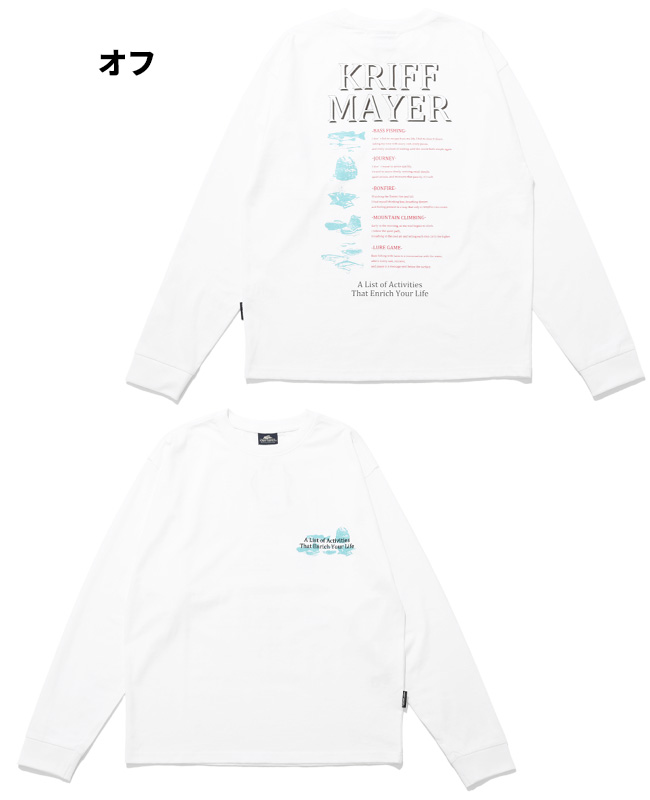 クリフメイヤー KRIFF MAYER メンズ ユニセックス 長袖 Tシャツ バックプリント クルーネック 丸首 カジュアル アメカジ 秋 春 外遊びプリントロンT 釣り | KRIFF MAYER | 01