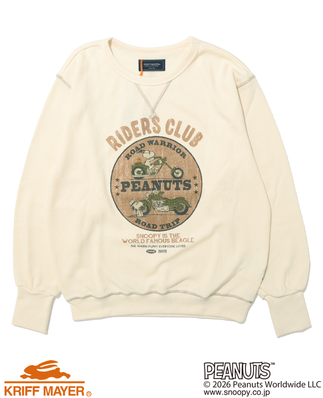 クリフメイヤー KRIFF MAYER メンズ ユニセックス 長袖 ワッフル Tシャツ バイク 春 秋 冬 ハニカムサーマルスウェットT スヌーピー | KRIFF MAYER | 01