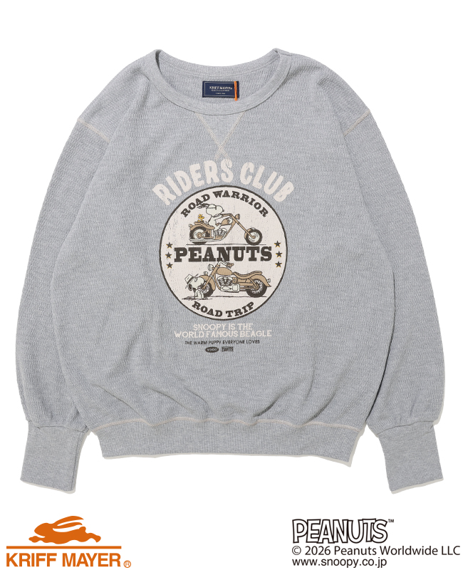 クリフメイヤー KRIFF MAYER メンズ ユニセックス 長袖 ワッフル Tシャツ バイク 春 秋 冬 ハニカムサーマルスウェットT スヌーピー | KRIFF MAYER | 02
