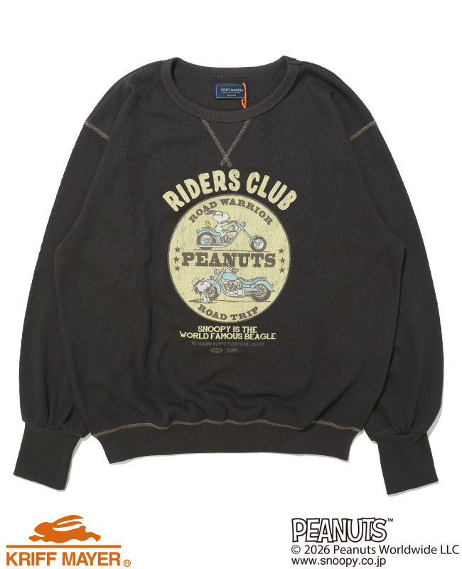 クリフメイヤー KRIFF MAYER メンズ ユニセックス 長袖 ワッフル Tシャツ バイク 春 秋 冬 ハニカムサーマルスウェットT スヌーピー | KRIFF MAYER | 03