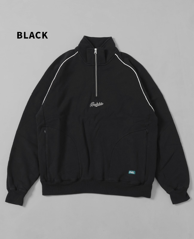 バクタ Bukta メンズ スウェット ハーフジップ ヘビーウェイト ハイネック スタンド 裏起毛 ワイド ストリート 秋 冬 ヘビーOZ裏毛ハーフZIP | Bukta | 02