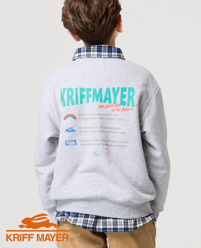クリフメイヤー キッズ KRIFF MAYER KIDS 子供服 ジュニア 長袖 バックプリント かわいい 春 秋 冬 裏毛 プリント クルー スウェット 虹 | KRIFF MAYER Kid's Collection | 01