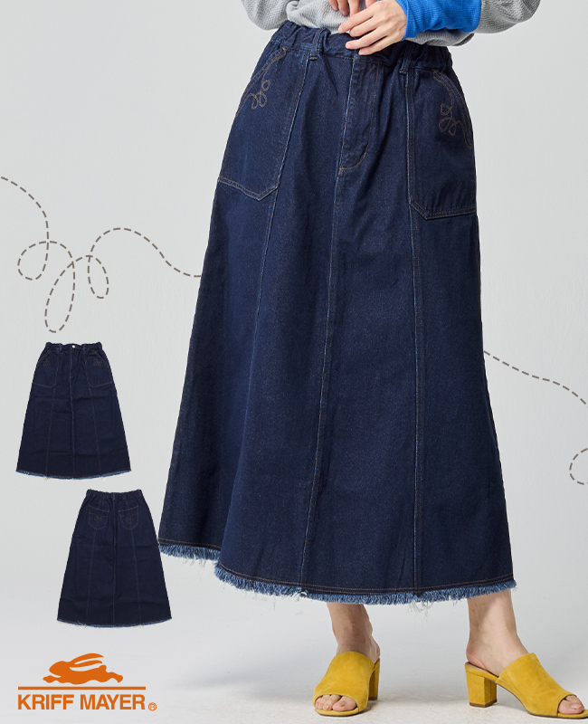 クリフメイヤー レディース KRIFF MAYER LADYS ボトムス ロングスカート 綿100 コットン シンプル ヴィンテージライク 無地 春 秋 デニム ウエスタン スカート | KRIFF MAYER Lady's Collection | 02