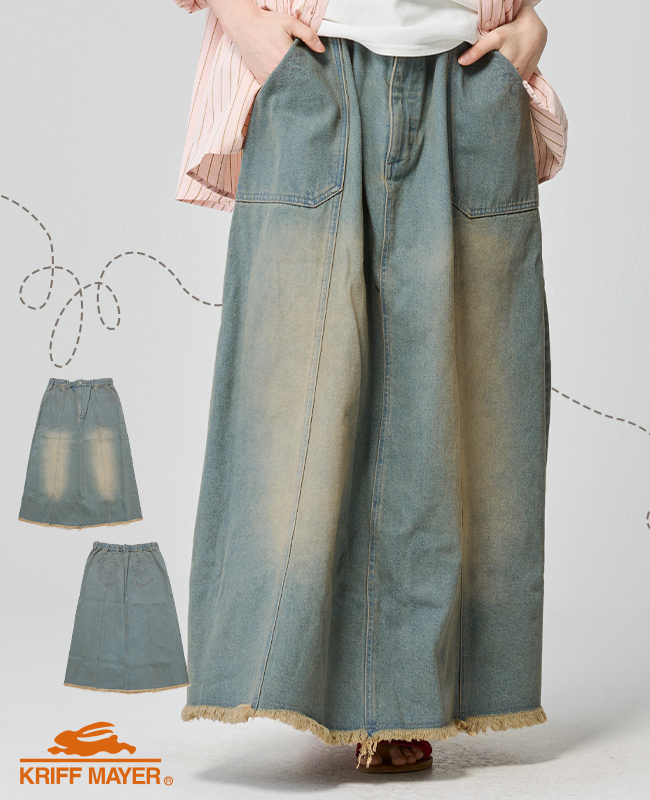 クリフメイヤー レディース KRIFF MAYER LADYS ボトムス ロングスカート 綿100 コットン シンプル ヴィンテージライク 無地 春 秋 デニム ウエスタン スカート | KRIFF MAYER Lady's Collection | 03