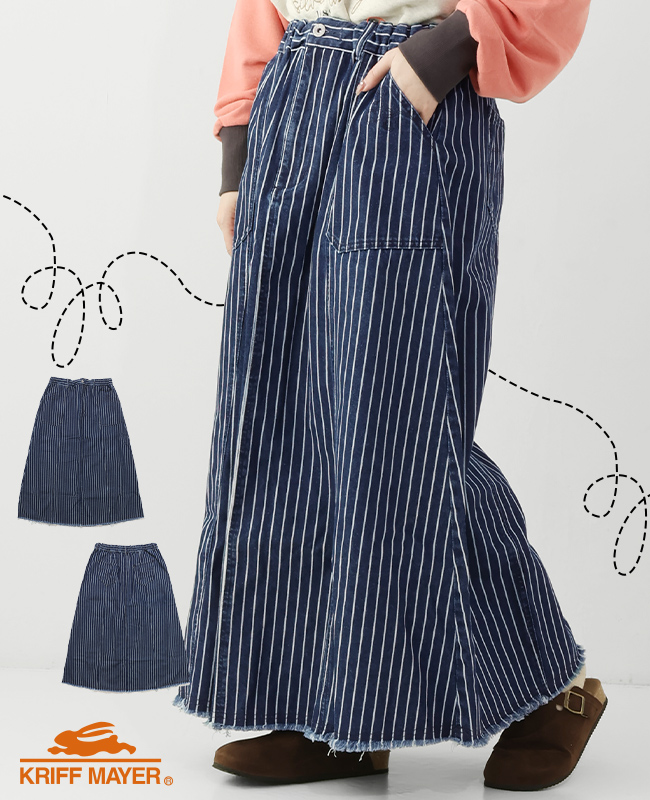 クリフメイヤー レディース KRIFF MAYER LADYS ボトムス ロングスカート 綿100 コットン シンプル ヴィンテージライク 無地 春 秋 デニム ウエスタン スカート | KRIFF MAYER Lady's Collection | 04