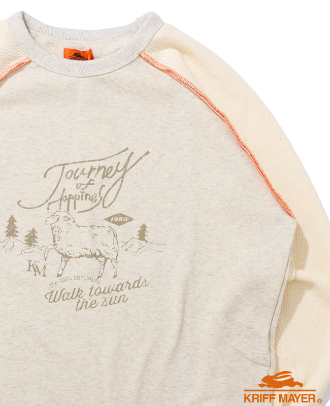 クリフメイヤー レディース KRIFF MAYER LADYS ロンT トップス ゆったり カジュアル サーマル ワッフル のび~る 裏毛 異素材 切替 スウェット | KRIFF MAYER Lady's Collection | 02