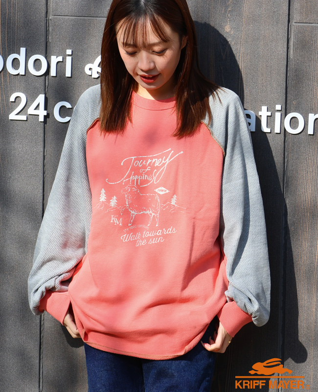 クリフメイヤー レディース KRIFF MAYER LADYS ロンT トップス ゆったり カジュアル サーマル ワッフル のび~る 裏毛 異素材 切替 スウェット | KRIFF MAYER Lady's Collection | 03