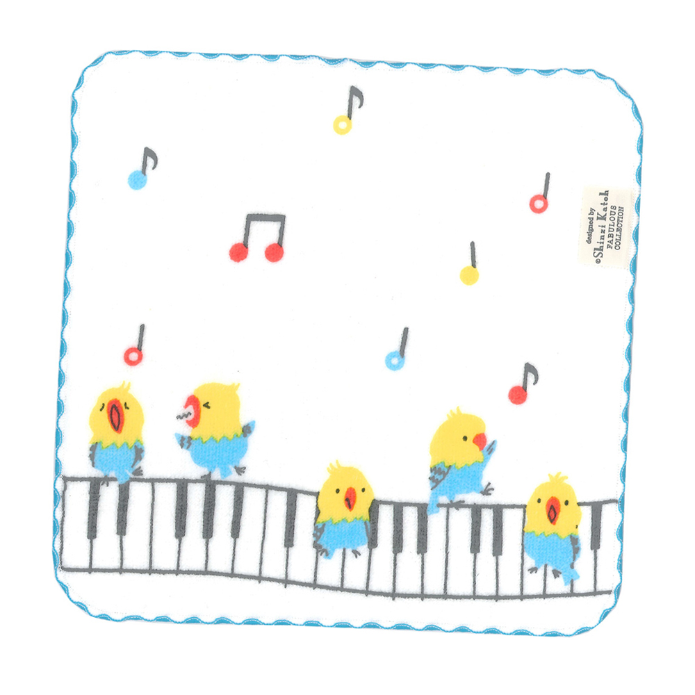 タオルハンカチ 子供 猫 ネコ 鳥 音楽 音符 合唱 コーラス 発表会 日本製 Shinzi Katoh トーンステップ 約23×23cm 泉州タオル シャーリング アウトレット 優｜ks-towel｜04