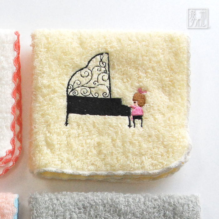 タオルハンカチ プレゼント レディース 子供 女性 ピアノ 音楽 日本製 Shinzi katoh ポワポワチック ミュージック 約23×23cm 刺繍 シンジカトウ 泉州タオル 優｜ks-towel｜02