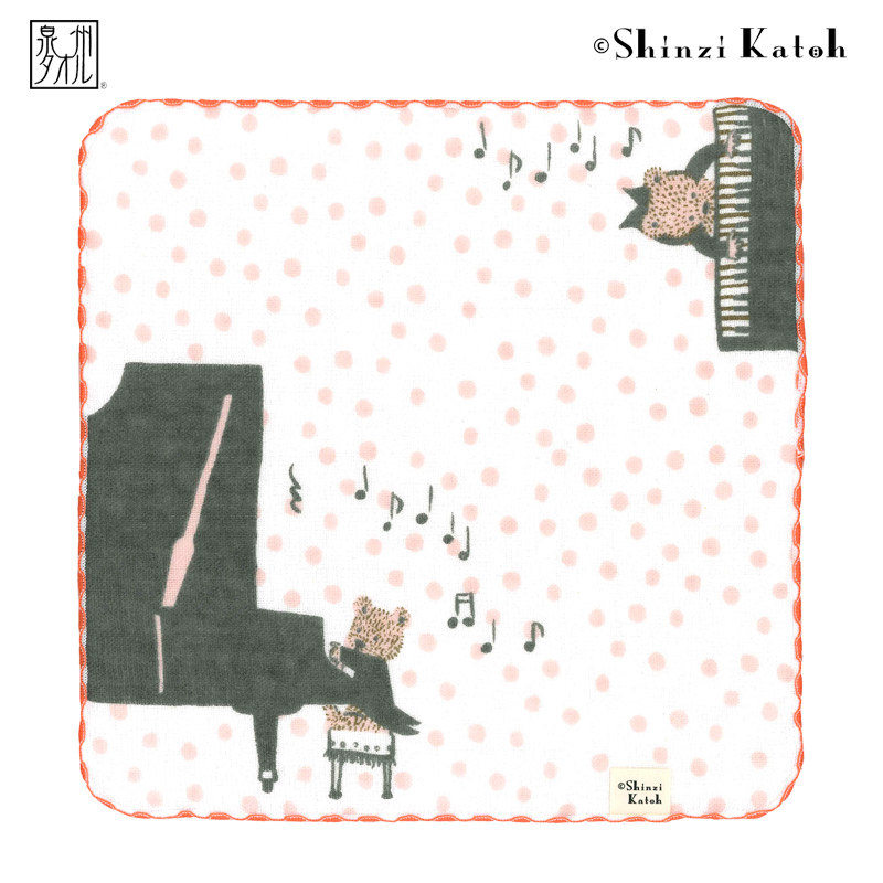 タオルハンカチ プレゼント 音楽 ピアノ 発表会 子供 男の子 女の子 ネコ  Shinzi kat...