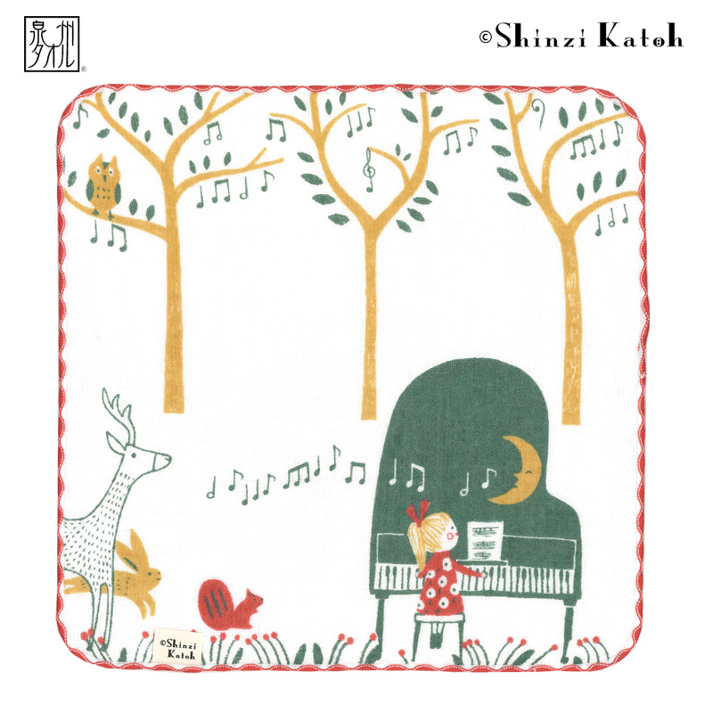 タオルハンカチ プレゼント 音楽 ピアノ 発表会 子供 男の子 女の子 ネコ Shinzi kato...