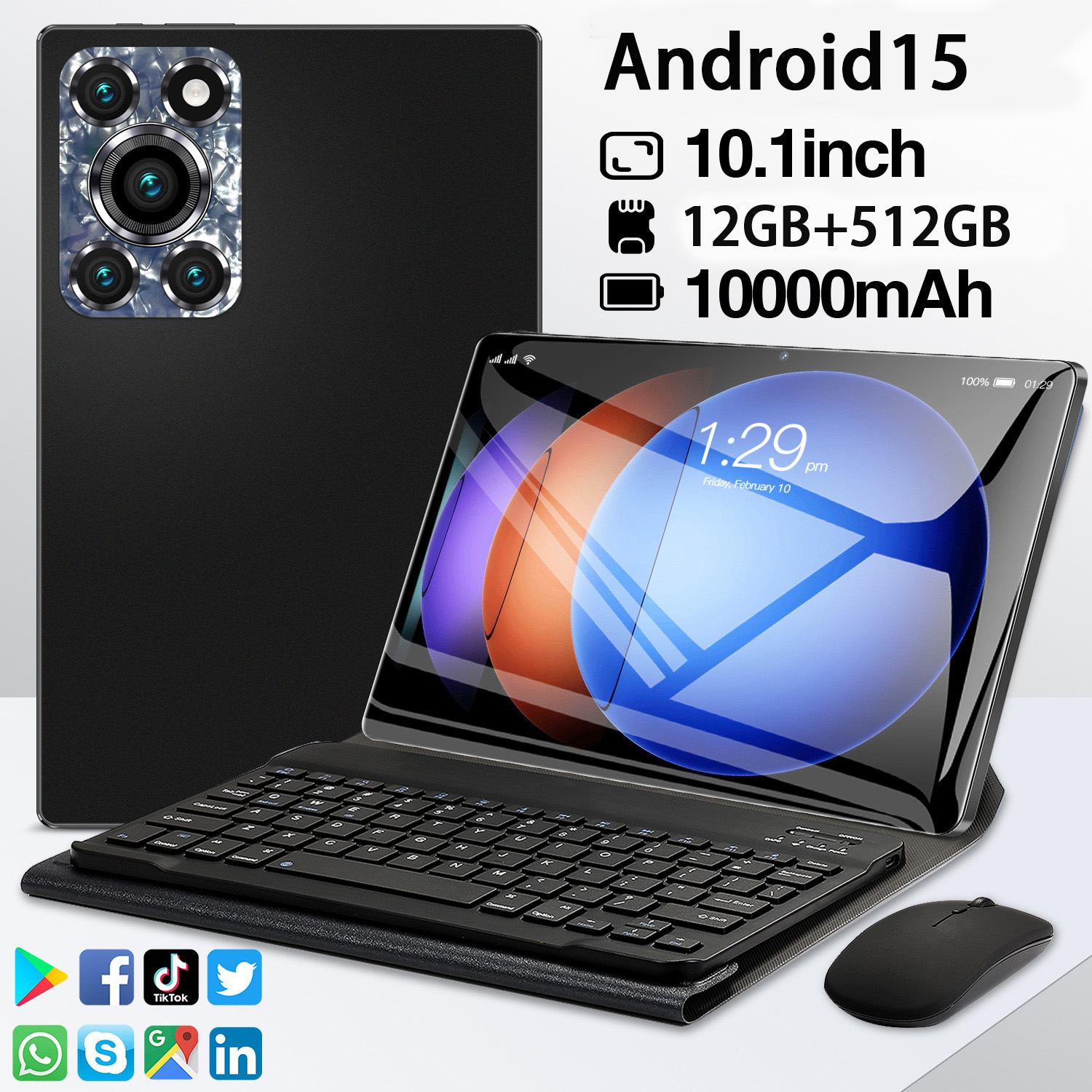 タブレットPC Android15 10インチ256GB FullHD タブレット PC 本体 Android15 大画面10インチ 12GB+256GB テレワーク