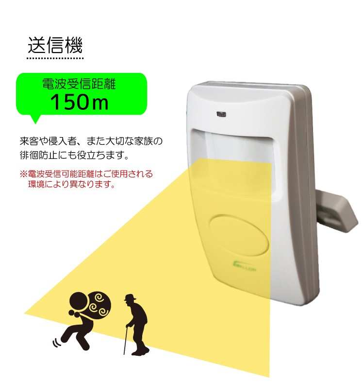 【AirLive】防犯カメラ 人感センサー チャイム 4点 セット 人感センサー チャイム 赤外線 電池式 ワイヤレス 16音種 防犯