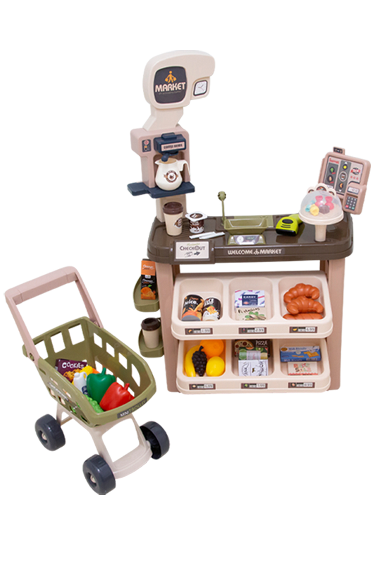 お店屋さんごっこ お店やさんごっこ おもちゃ カウンター レジスター スーパーマーケット コンビニ ショッピングカート おままごとセット | ブランド登録なし | 01