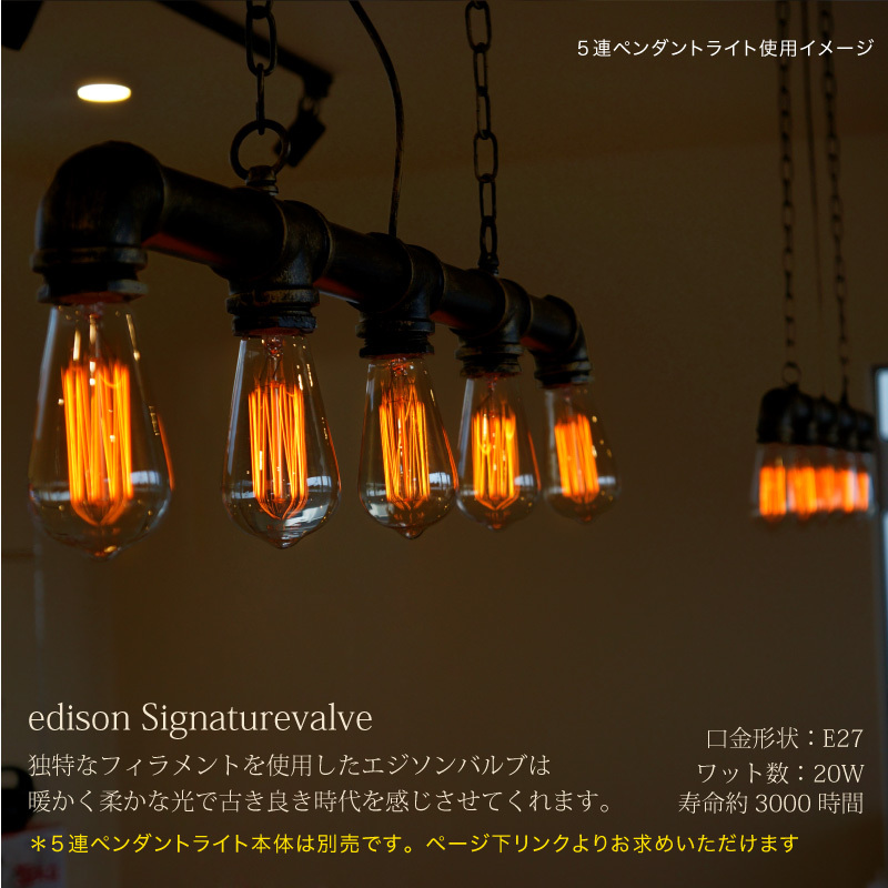 5灯アンティーク調ペンダントライト 専用交換球 エジソンバルブ 電球 1