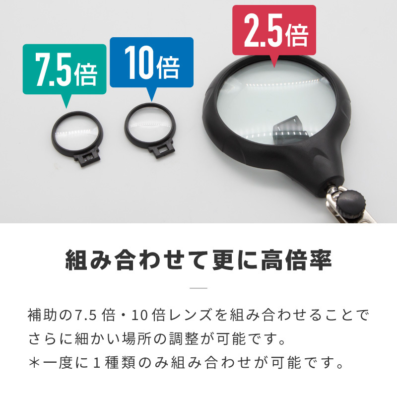 LEDライト付き 虫眼鏡 高級モバイルルーペ 7147 7倍 46mm