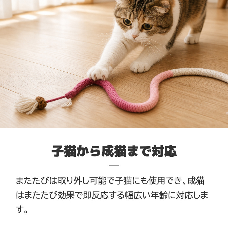 猫 噛む おもちゃ 安全 猫じゃらし ロープ ひも 紐 噛みつき またたび