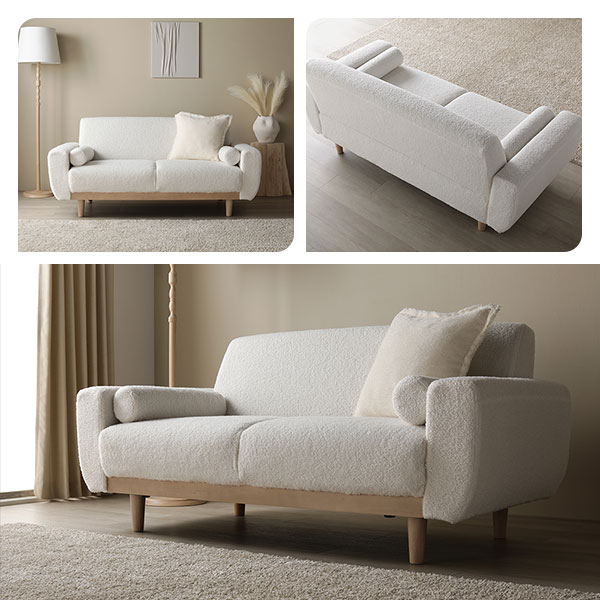 ソファ 2.5人掛け 単品 ネイビー コーデュロイ 天然木 木脚 着脱可 肘