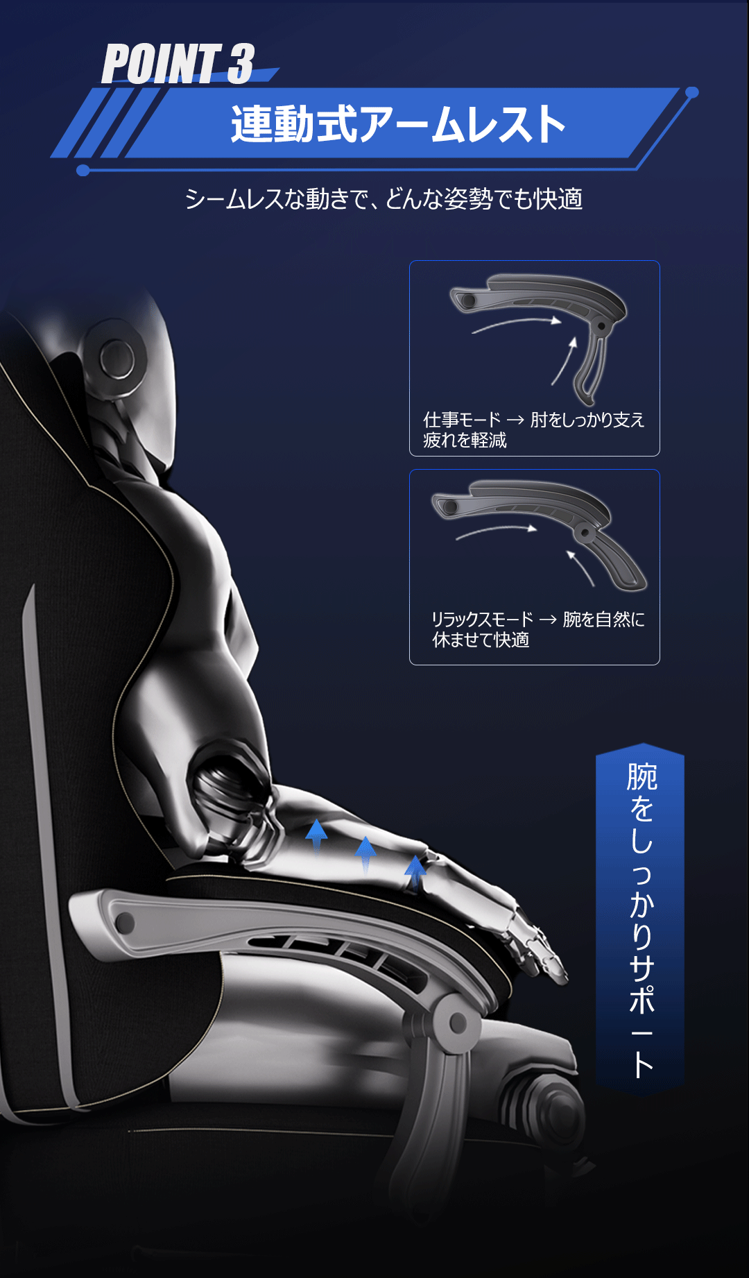 RXGAMING ゲーミングチェア ゲームチェア 椅子 オットマン付き 連動
