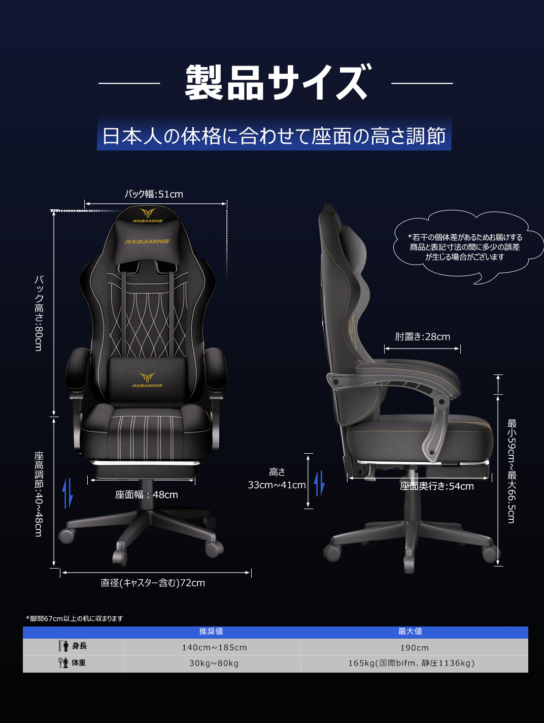 RXGAMING ゲーミングチェア ゲームチェア 椅子 オットマン付き 連動