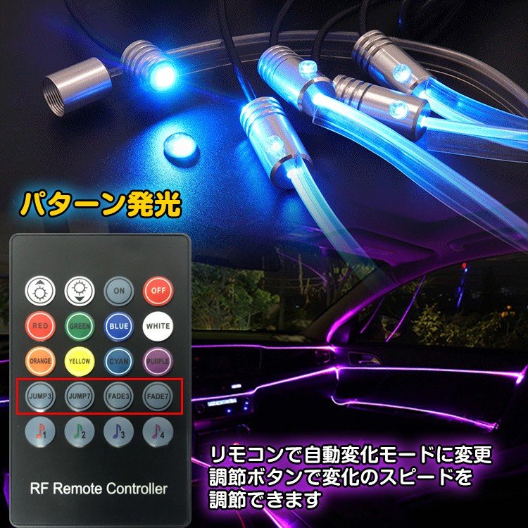 ラッピング無料】 カー用品 車 汎用 LED アンビエントライト6in1 リブ