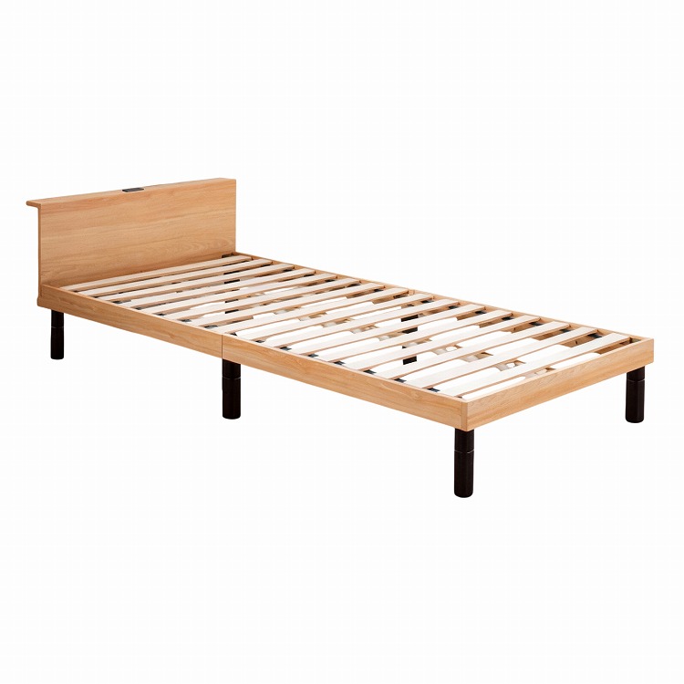 木製スノコベッドフレーム 約200cm x 100cm ベッド シングル ベッドフレーム すのこベッド 宮棚付き すのこ 木製