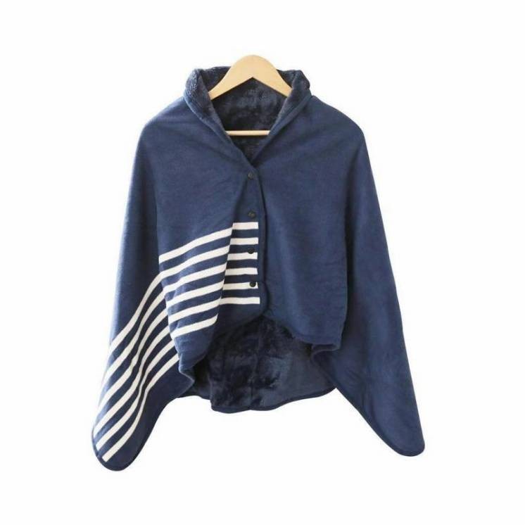 ブランケット ポンチョ 大判 防寒 膝かけ 毛布 オシャレ 冬 ボタン