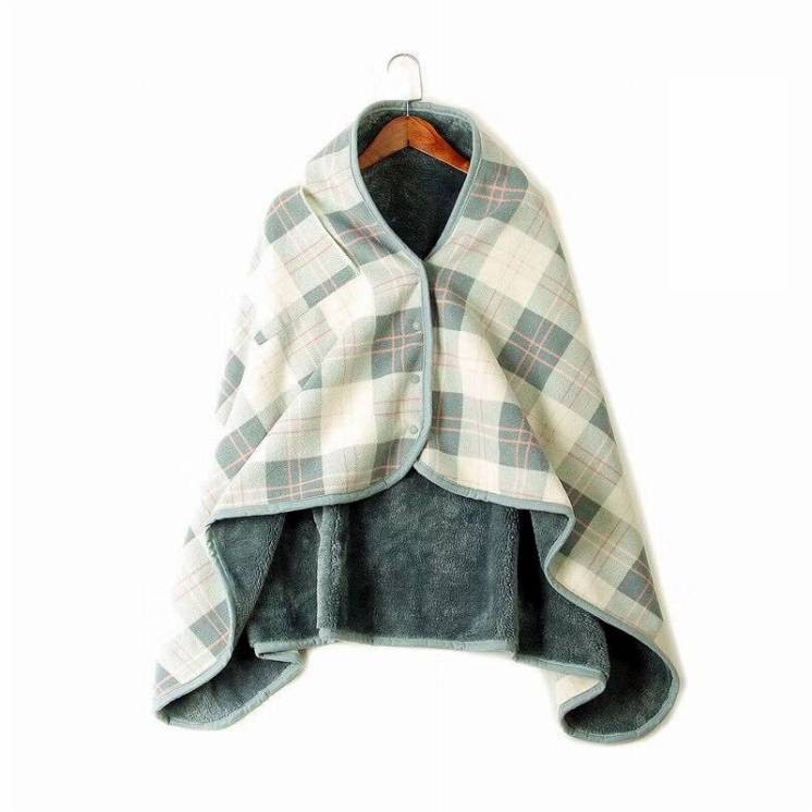 ブランケット ポンチョ 大判 防寒 膝かけ 毛布 オシャレ 冬 ボタン