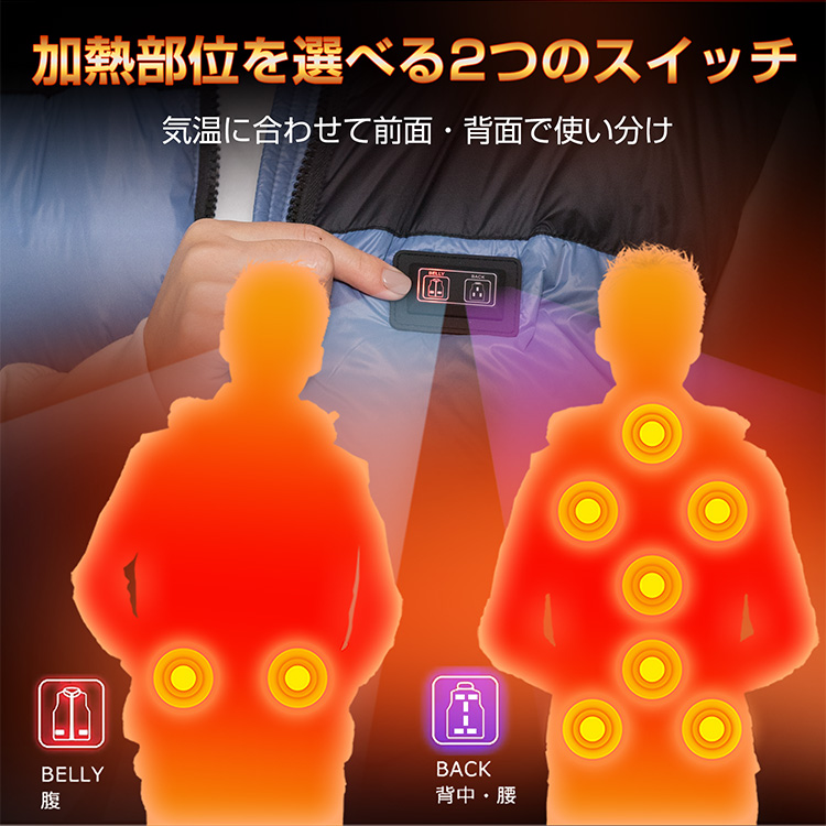 ベスト 防寒 ヒーター チョッキ メンズ レディース ダウン 中綿
