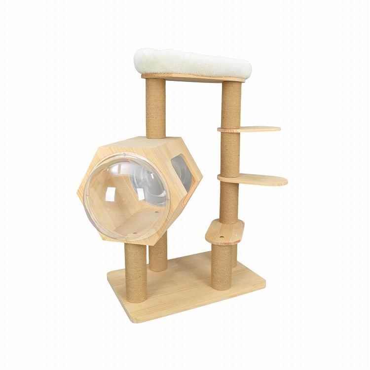キャットタワー 木製 猫タワー スリム 省スペース 据え置き 低め 宇宙