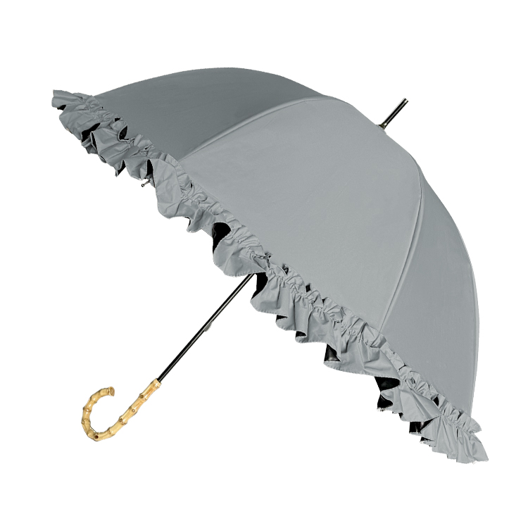 (クーポン対象)日傘 完全遮光 フリル傘 ライン傘 軽量 晴雨兼用 長傘 雨傘 遮光100% UVカ...
