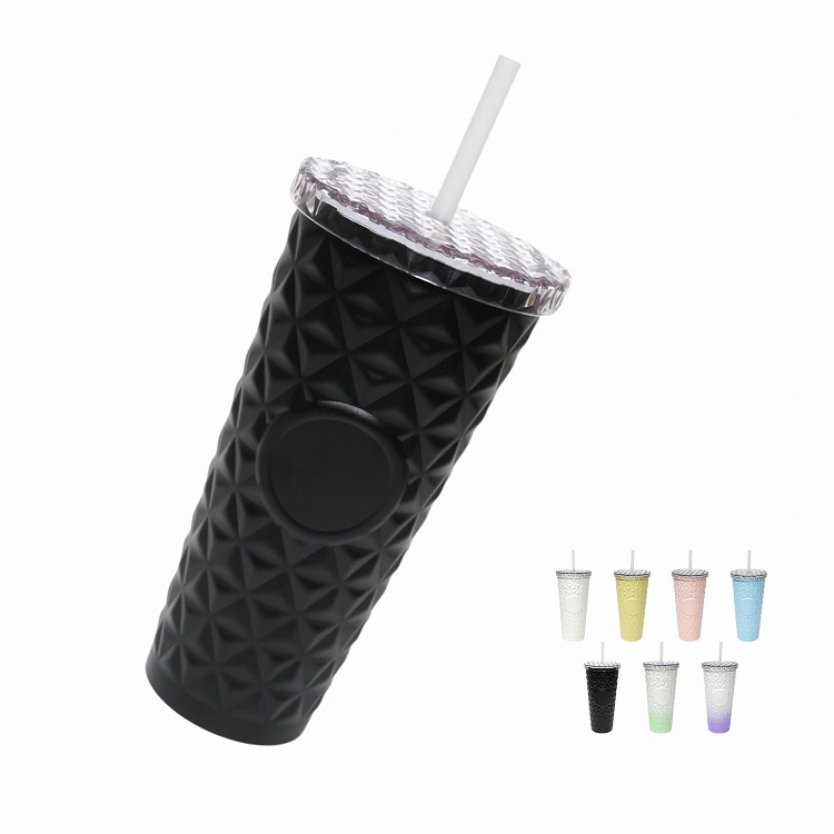 タンブラー 蓋付き ストロー付き 大容量 590ml ステンレス 保温