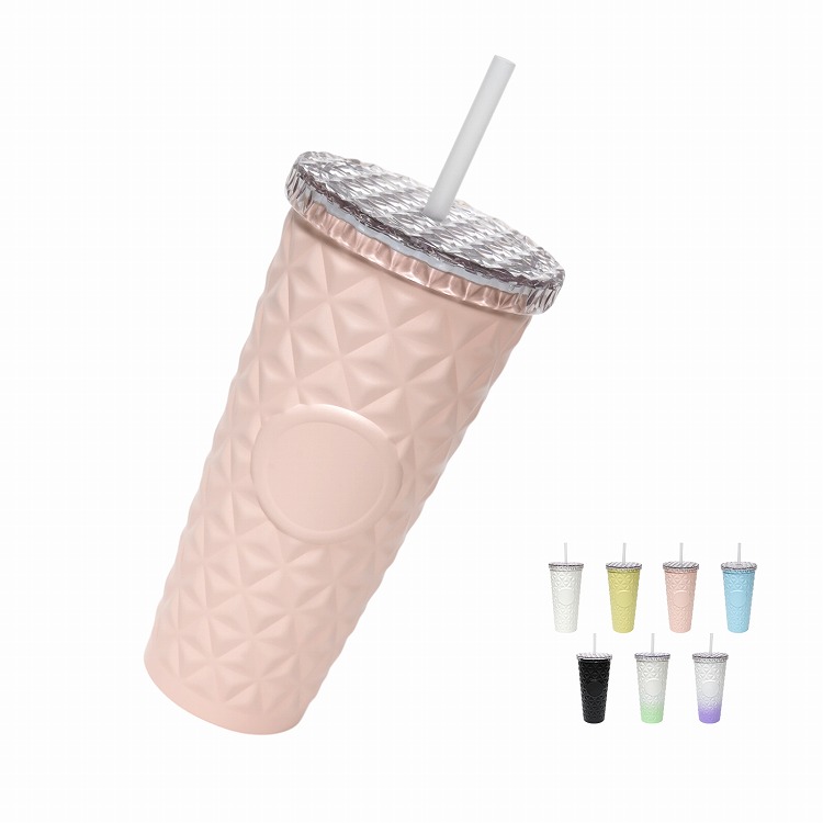 タンブラー 蓋付き ストロー付き 大容量 590ml ステンレス 保温